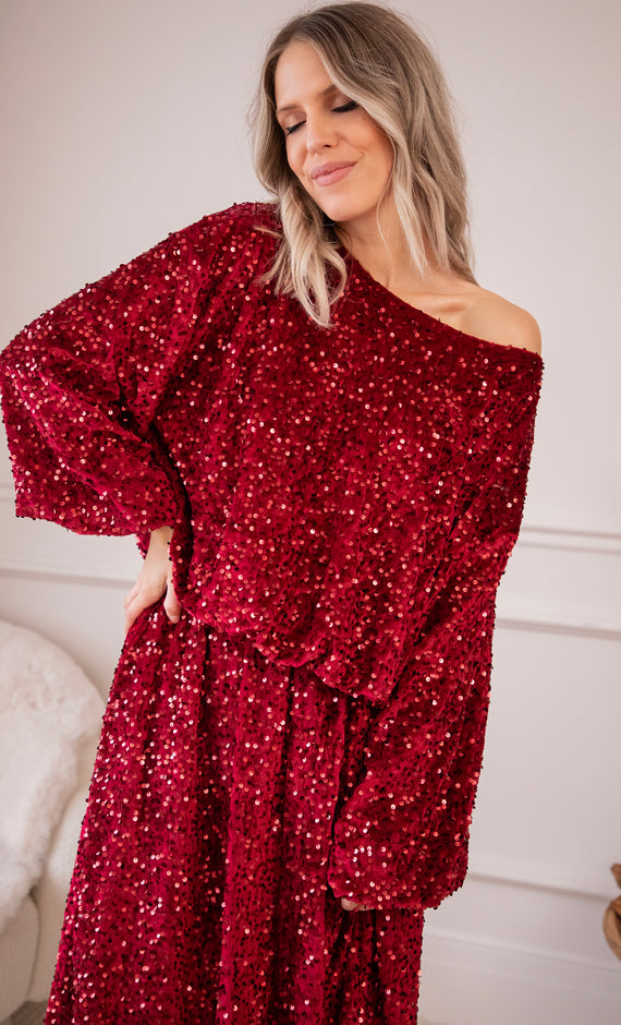 Shimmer Dreams Bordeaux - Blouse