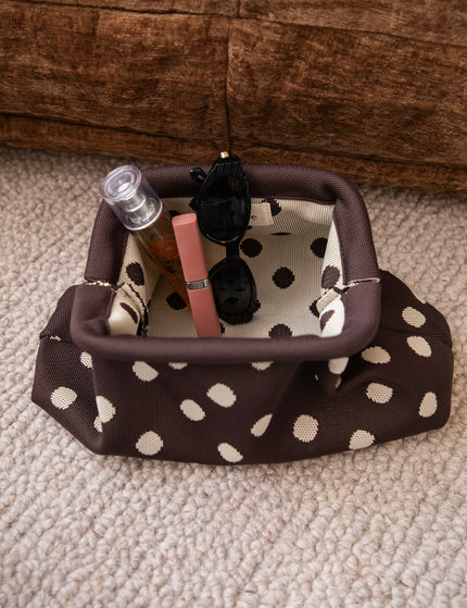 Handtasche - Pia Polka Clutch - Braun/Off-White