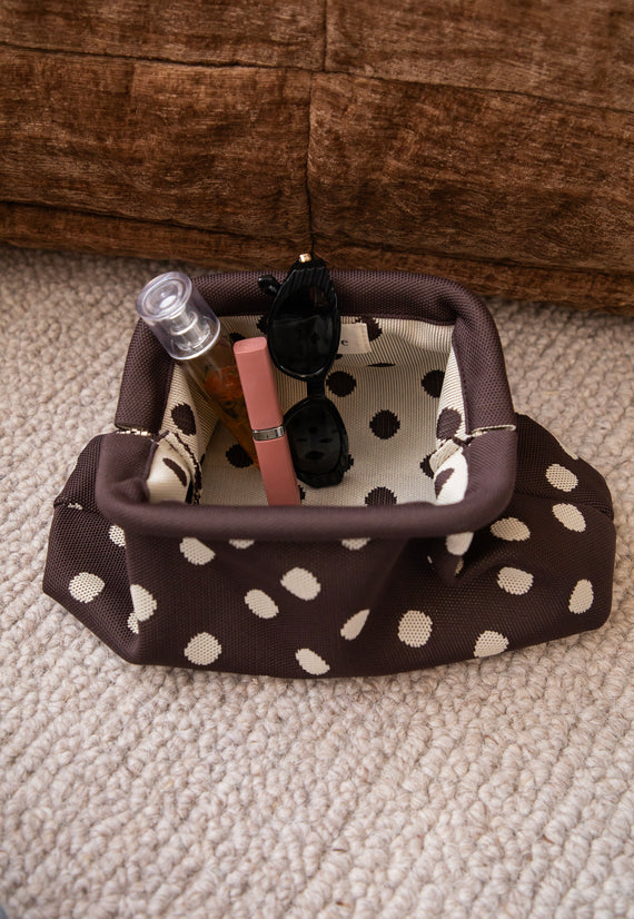 Pia Polka Clutch Brown/Off White - Handbag