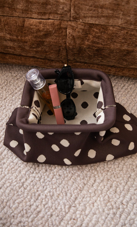 Pia Polka Clutch Brown/Off White - Handbag