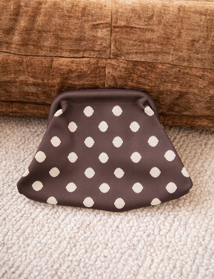 Handtasche - Pia Polka Clutch - Braun/Off-White