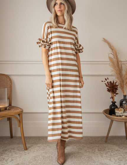 Zebrina Camel/White - Maxi Dress