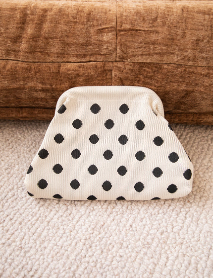 Pia Polka Clutch Off White/Black - Handtas