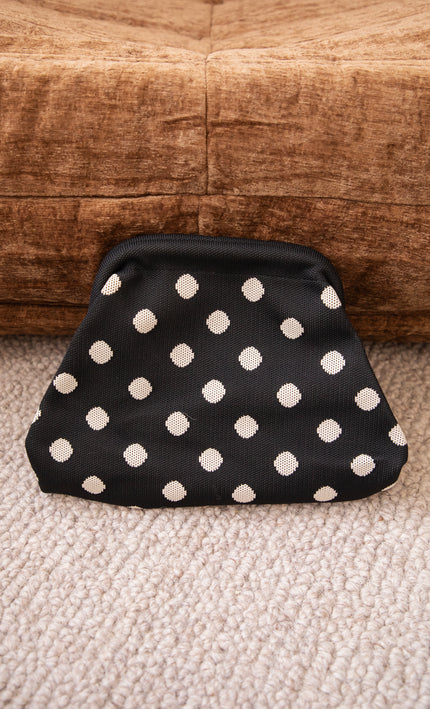 Pia Polka Clutch Black/Off White - Handtas