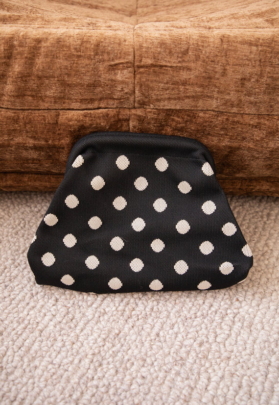 Pia Polka Clutch Black/Off White - Handbag
