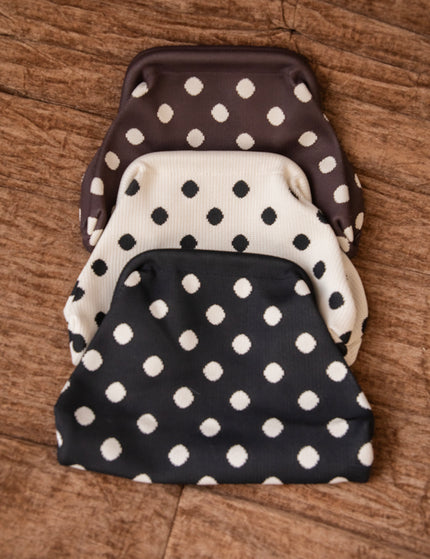 Pia Polka Clutch Off White/Black - Handtas
