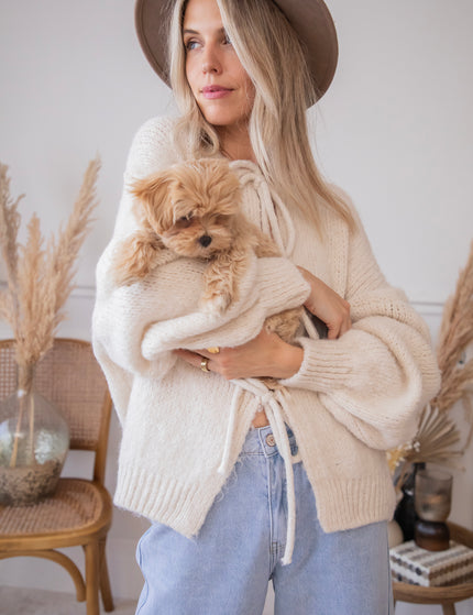 Strickjacke - Baggy Bow - Beige