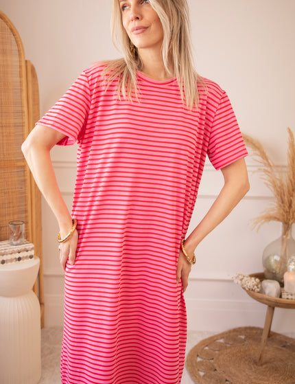 Sadie Stripe Pink/Red - Maxi Jurk