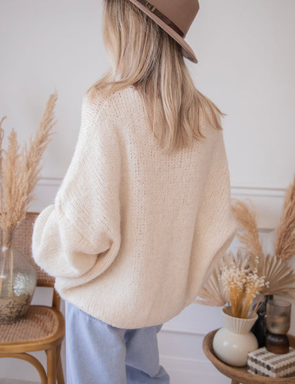 Baggy Bow Beige - Cardigan