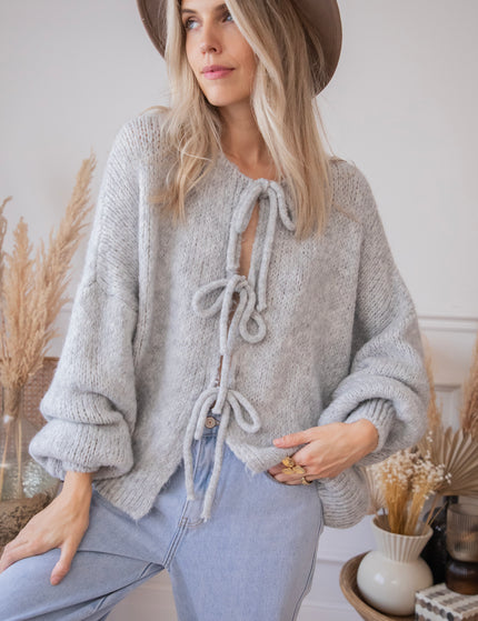 Baggy Bow Grey - Cardigan