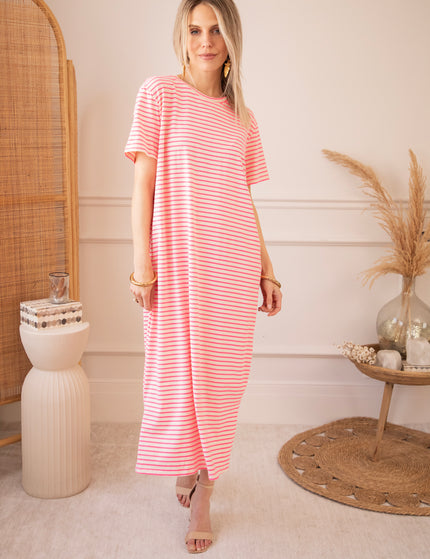 Sadie Stripe Pink/Beige - Maxi Jurk