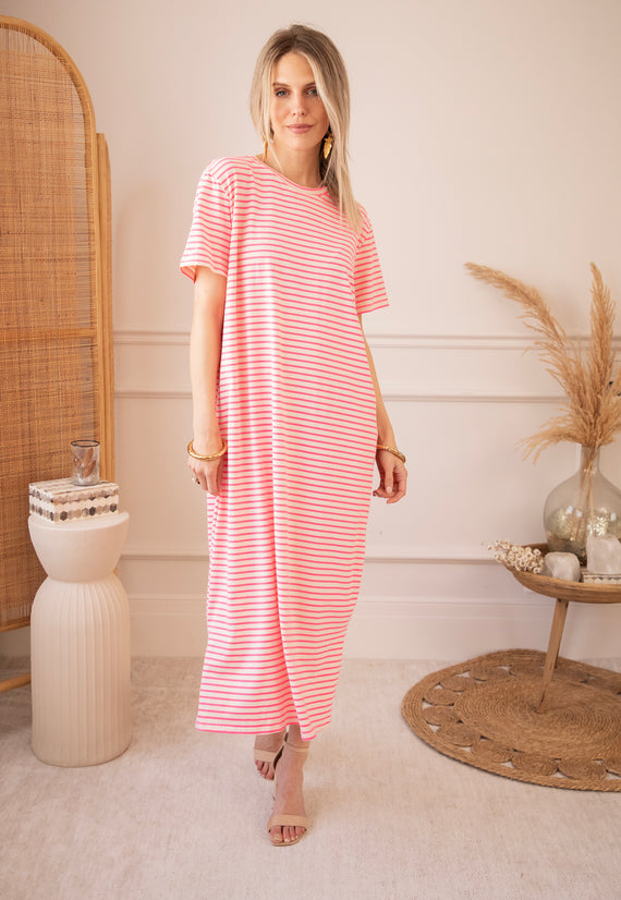 Sadie Stripe Rose/Pink - Maxi Dress