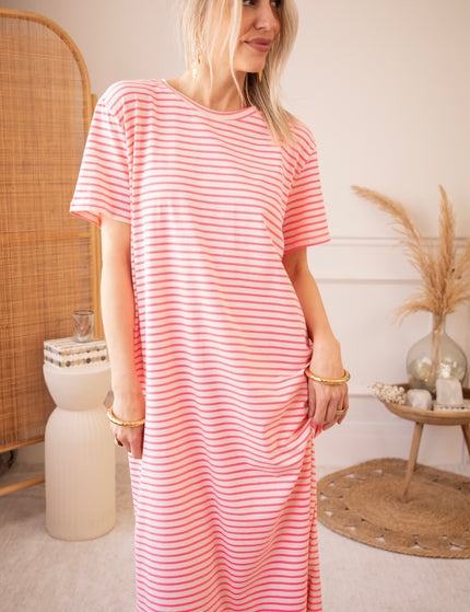 Sadie Stripe Pink/Beige - Maxi Jurk