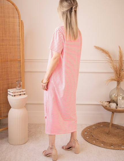 Sadie Stripe Pink/Beige - Maxi Jurk