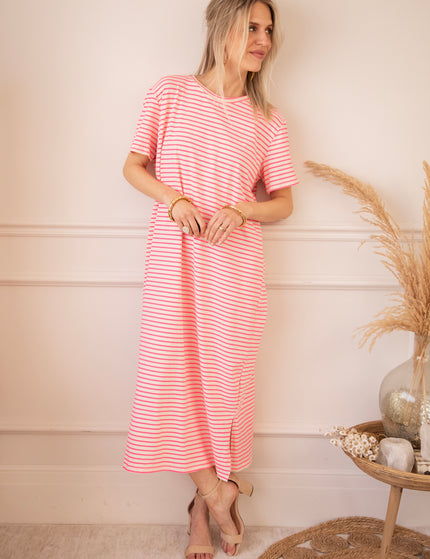 Sadie Stripe Pink/Beige - Maxi Jurk