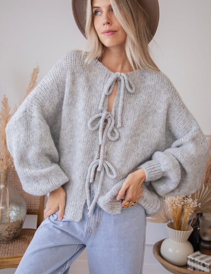 Baggy Bow Grey - Cardigan