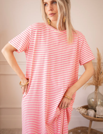 Sadie Stripe Pink/Beige - Maxi Jurk