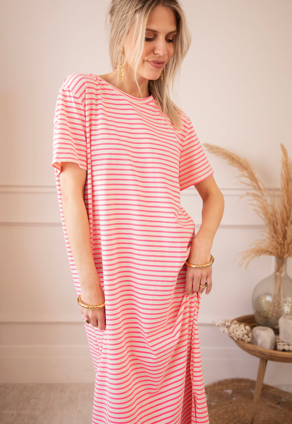 Sadie Stripe Rose/Pink - Maxi Dress