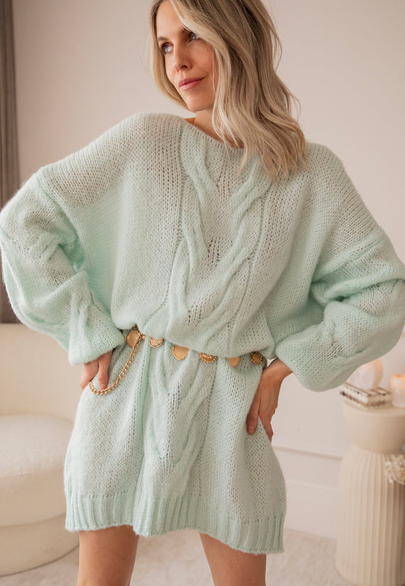 Coco Cable Mint - Sweater Dress