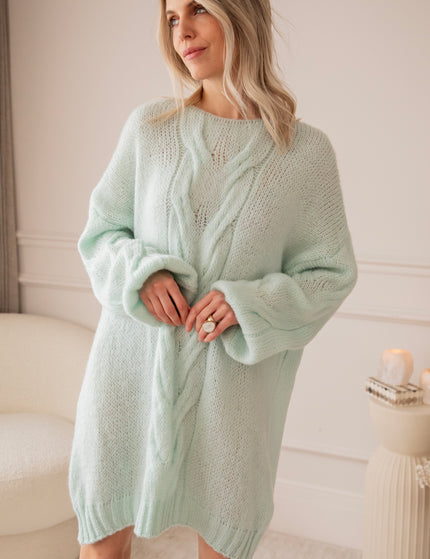 Coco Cable Mint - Sweater Dress