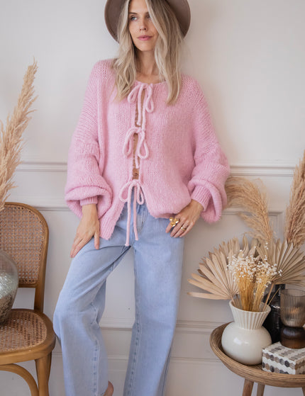 Baggy Bow Soft Pink - Cardigan