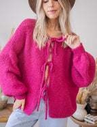 Baggy Bow Fuchsia - Cardigan