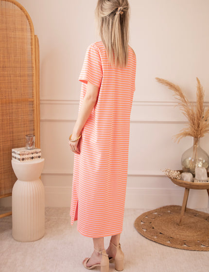 Sadie Stripe Baby Pink/Orange - Maxi Dress