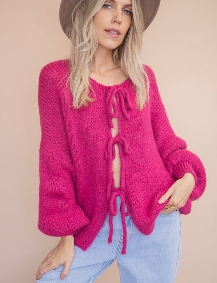 Baggy Bow Fuchsia - Cardigan