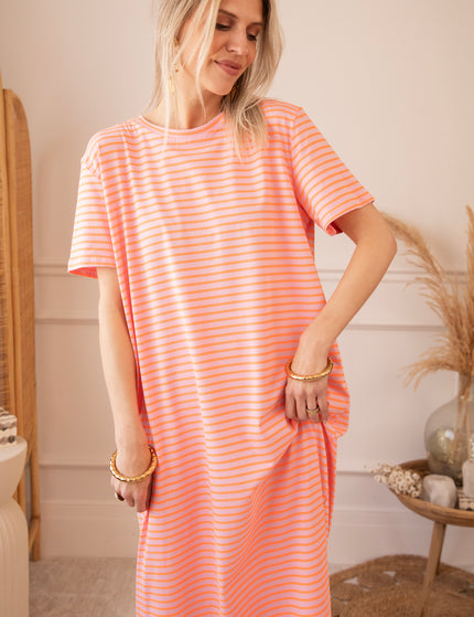 Sadie Stripe Baby Pink/Orange - Maxi Dress