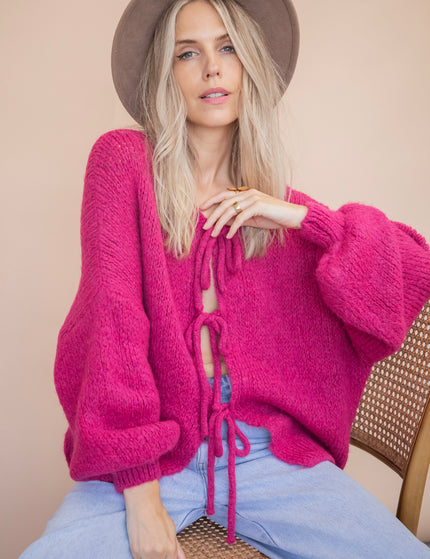 Baggy Bow Fuchsia - Cardigan