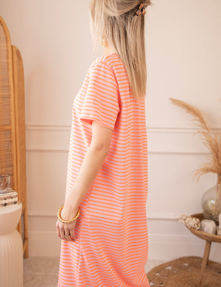 Sadie Stripe Baby Pink/Orange - Maxi Dress