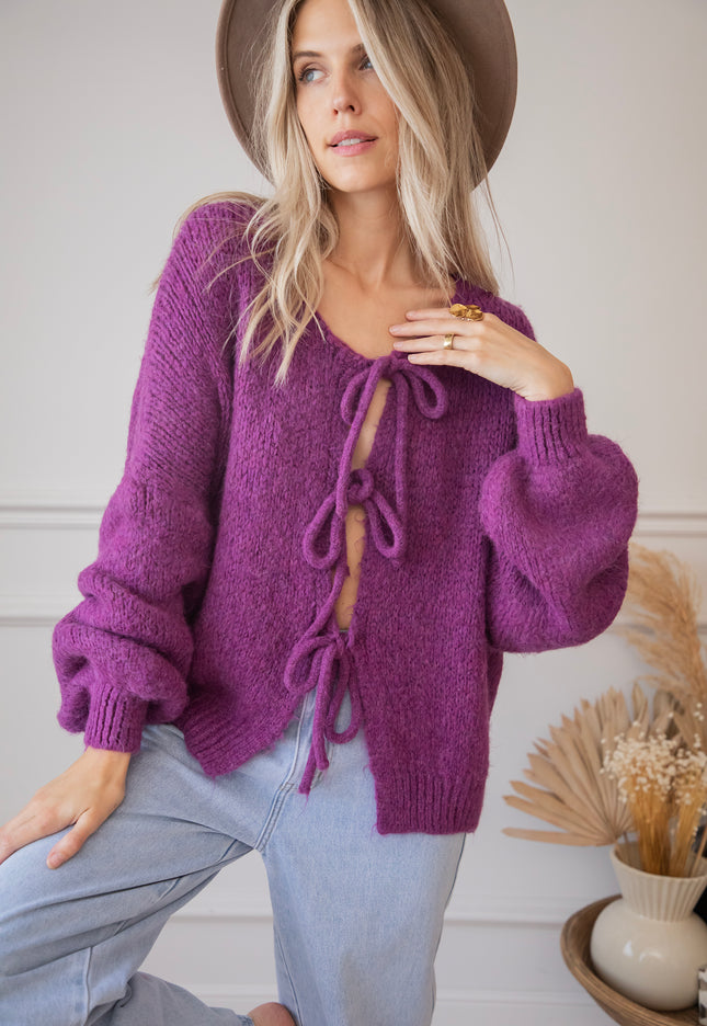 Baggy Bow Purple - Cardigan