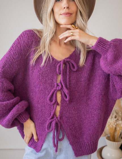 Baggy Bow Purple - Cardigan