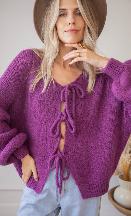 Baggy Bow Purple - Cardigan