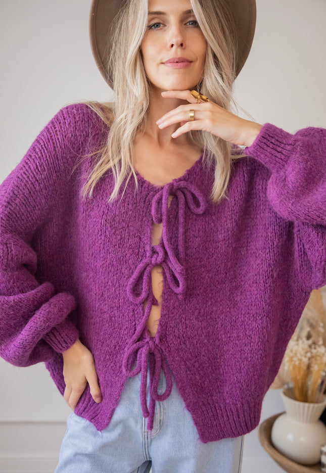 Baggy Bow Purple - Cardigan