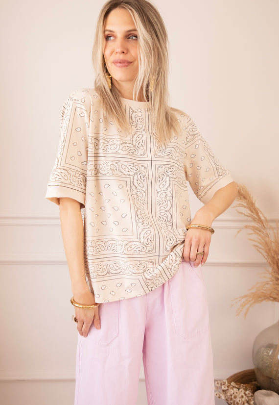 Sadie Paisley Beige - T-Shirt