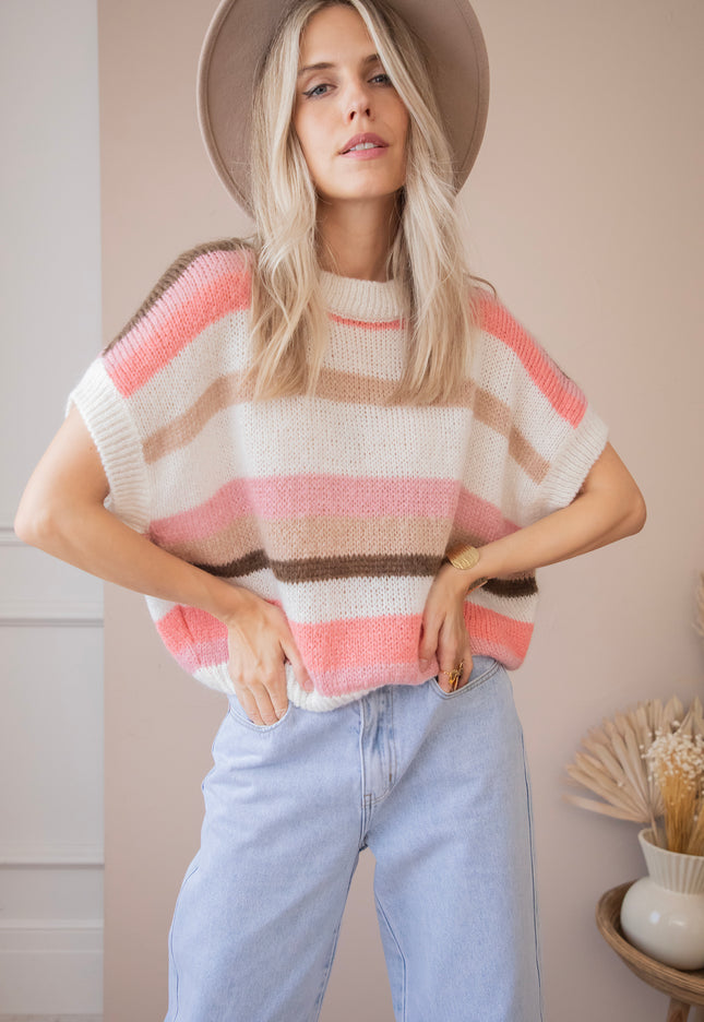 Joanna Stripe Pink/White - Sweater