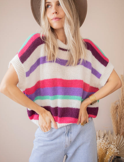 Joanna Stripe Purple/Fuchsia - Trui