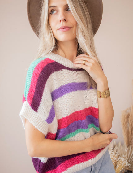 Pullover - Joanna Stripe - Lila/Fuchsia