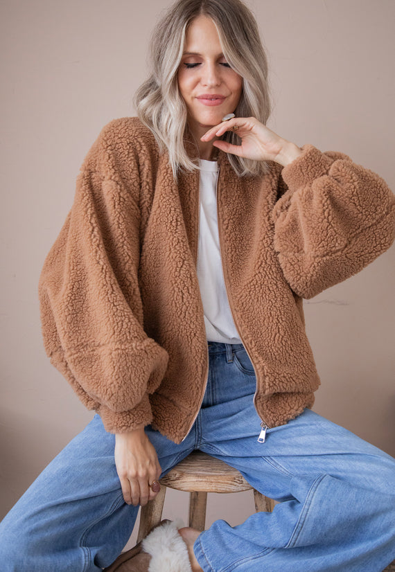 Bomberjacke - Teddy Snuggle - Camel