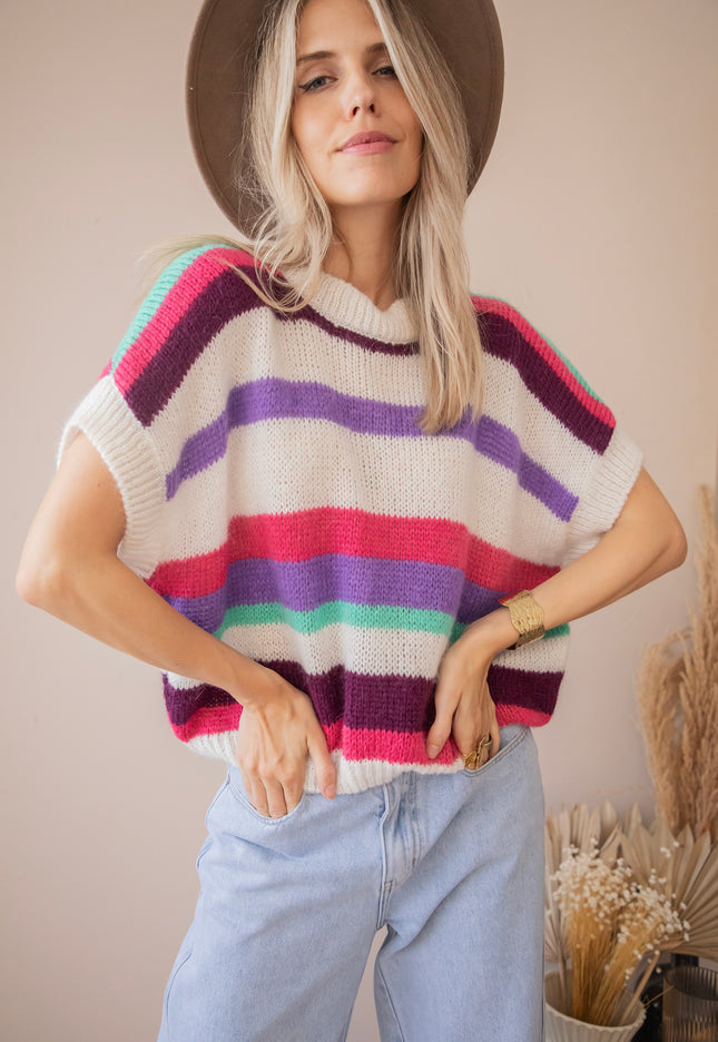 Pullover - Joanna Stripe - Lila/Fuchsia