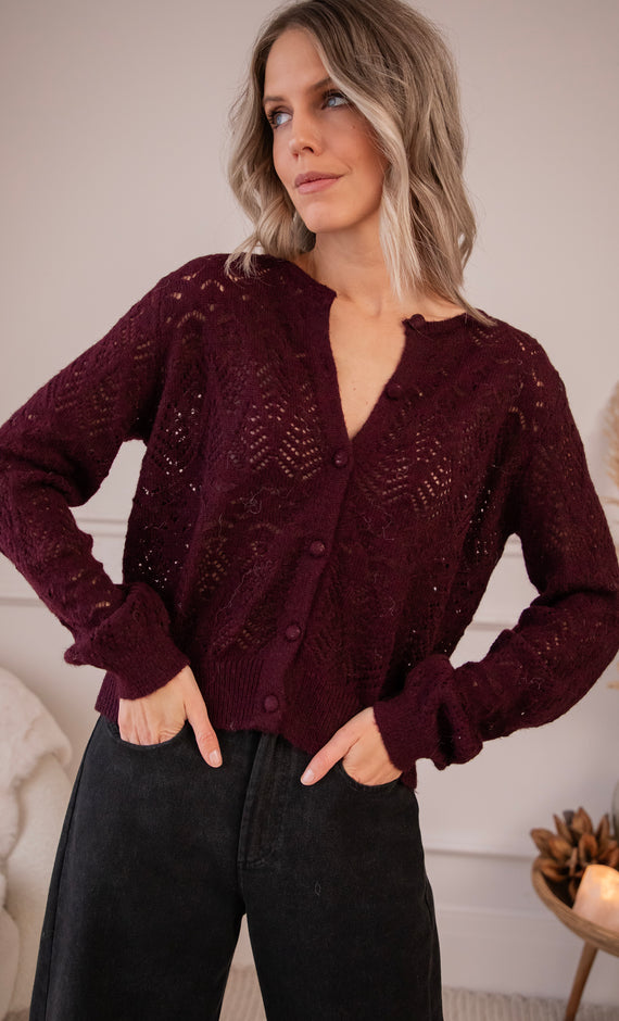 Tilly Bordeaux - Cardigan