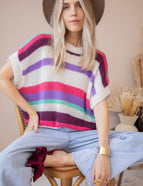 Joanna Stripe Purple/Fuchsia - Sweater