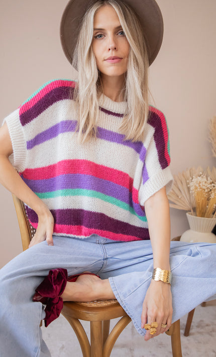 Joanna Stripe Purple/Fuchsia - Sweater