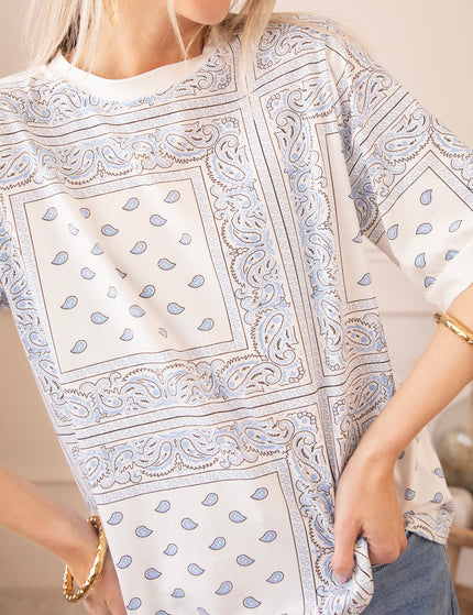 Sadie Paisley White/Blue - T-Shirt