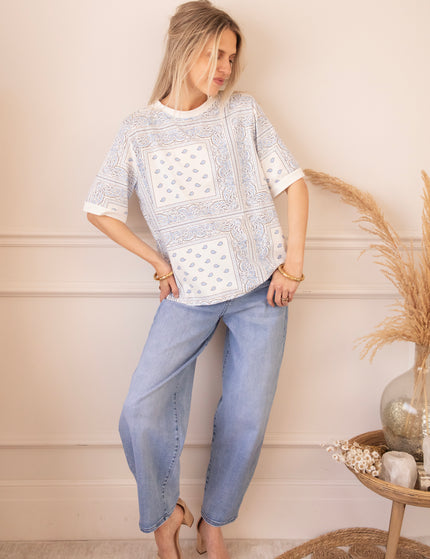Sadie Paisley White/Blue - T-Shirt