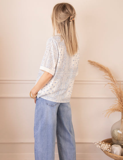 Sadie Paisley White/Blue - T-Shirt