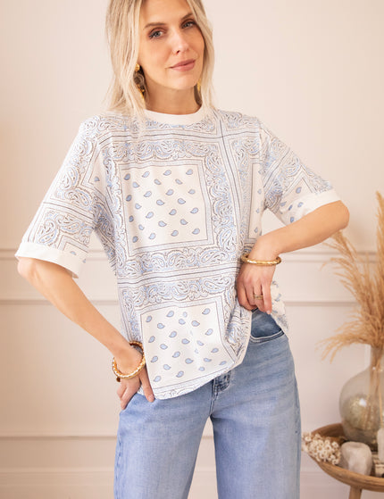 Sadie Paisley White/Blue - T-Shirt