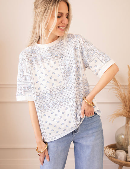 Sadie Paisley White/Blue - T-Shirt
