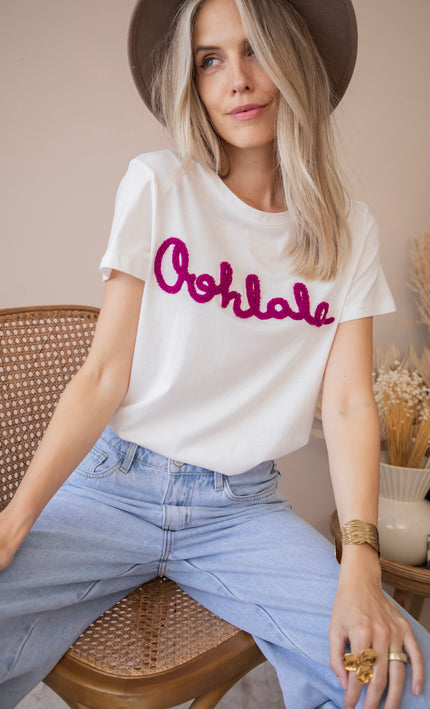 T-Shirt - Oohlala - Weiß/Magenta